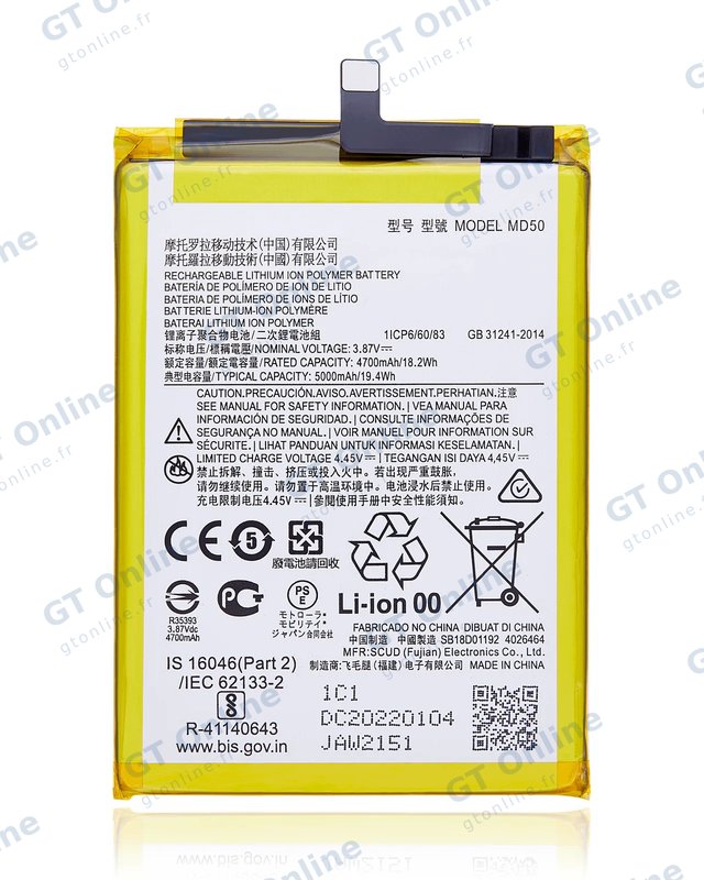 Batterie pour Motorola Moto G Stylus 5G (XT2131 / 2021) / G Stylus 4G (XT2211 / 2022) / G Stylus 5G (XT2215 / 2022) (MD50) (origine)