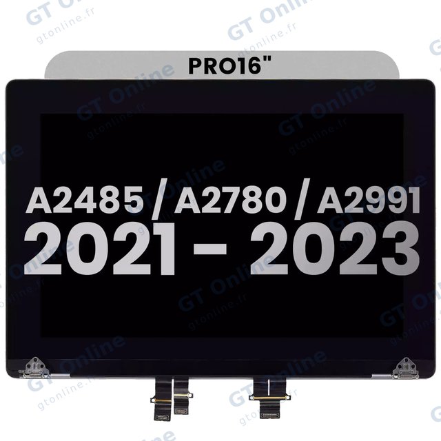 Écran pour Apple MacBook Pro 16" A2485 (2021) Pro / Max / A2780 (2023) / A2991 (2023) (Pre-installed Lid Angle Sensor cable, origine d’occasion: gris sidéral)