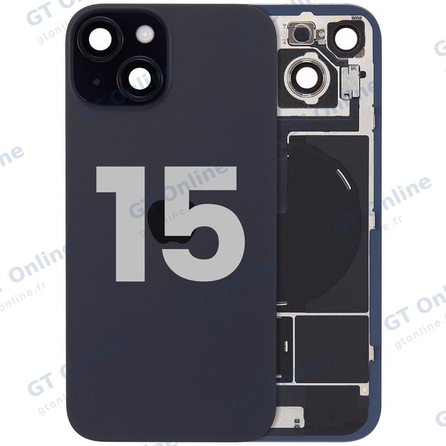Vitre arrière pour Apple iPhone 15 (origine d'occasion — grade A, noir)