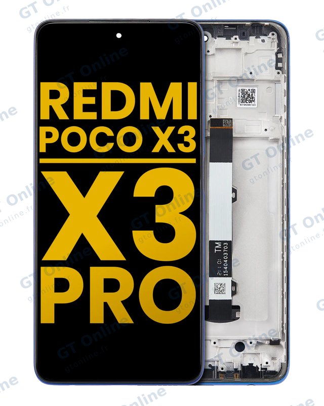 Écran LCD avec châssis pour Xiaomi Redmi Poco X3 / X3 Pro / POCO X3 NFC (reconditionné, Frost Blue)