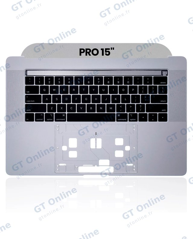 Châssis supérieur avec clavier ANSI US pour Apple MacBook Pro 15" A1990 (2018-2019) (origine d'occasion, argent) — réf. 107082073337
