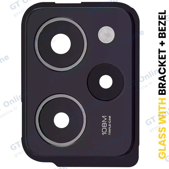 Lentille de caméra arrière avec support et anneau pour Xiaomi Redmi Note 12 Pro Speed (Black) / Poco X5 Pro 5G