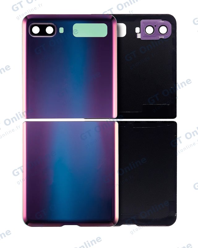 Vitres arrière haute et basse avec protection des objectifs pour Samsung Galaxy Z Flip 4G F700 / Z Flip 5G F707 (compatible, Mirror Purple)