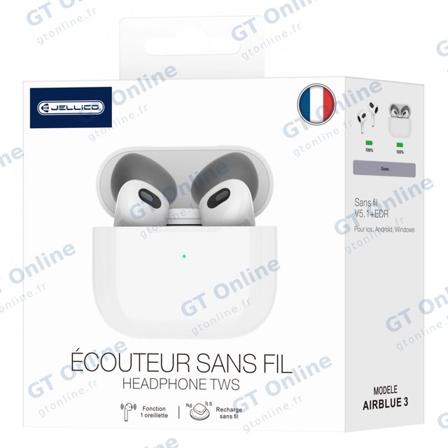 Écouteurs sans fil Bluetooth intra-auriculaires JELLICO AirBlue 3 — blanc