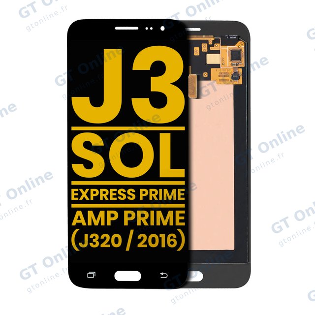 Écran OLED sans châssis pour Samsung Galaxy J3 (J320 / 2016) / Sol 4G / Express Prime / Amp Prime (reconditionné, noir)
