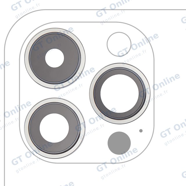 Lentille de caméra arrière avec support et anneau pour Apple iPhone 14 Pro / 14 Pro Max (lot de 3, compatible premium, argent)