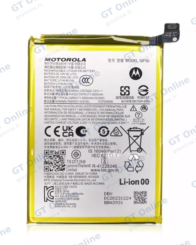 Batterie pour Motorola Moto G 5G (XT2417 / 2024) / G Play (XT2413 / 2024) / G34 (XT2363/ 2023) / G24 (XT2423 / 2024) / G04 (XT2421 / 2024) / G45 5G (XT2369 / 2024) (QF50) (origine)