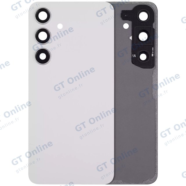 Vitre arrière pour Samsung Galaxy S24 5G (sans logo, compatible premium, Marble Gray)