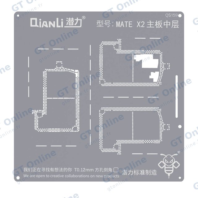 Pochoir de rebillage Qianli Bumblebee QS159 pour Huawei Mate X2 (couche intermédiaire de carte mère)