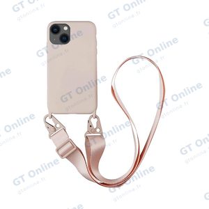 Coque Silicone avec Bandoulière Apple iPhone 15 (#4) Rose Gold