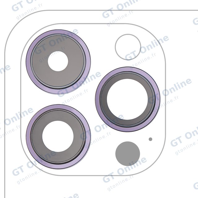 Lentille de caméra arrière avec support et anneau pour Apple iPhone 14 Pro / 14 Pro Max (lot de 3, compatible premium, Deep Purple)