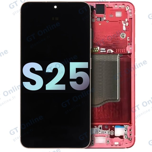 Écran OLED avec châssis pour Samsung Galaxy S25 5G (version US & internationale, pack service origine, Coral Red)