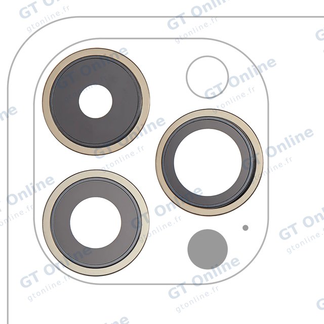 Lentille de caméra arrière avec support et anneau pour Apple iPhone 14 Pro / 14 Pro Max (lot de 3, compatible premium, or)