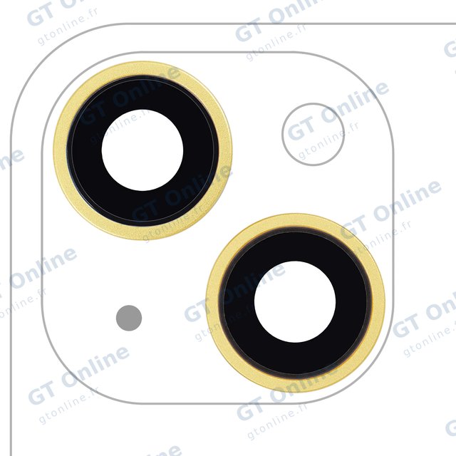 Lentille de caméra arrière avec support et anneau pour Apple iPhone 14 / 14 Plus (lot de 2, compatible premium, jaune)