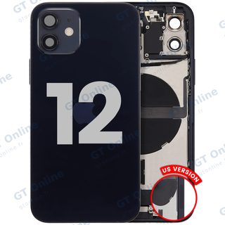 Châssis avec nappe de charge et petits composants pour Apple iPhone 12 (version US, origine d'occasion — grade A, noir)