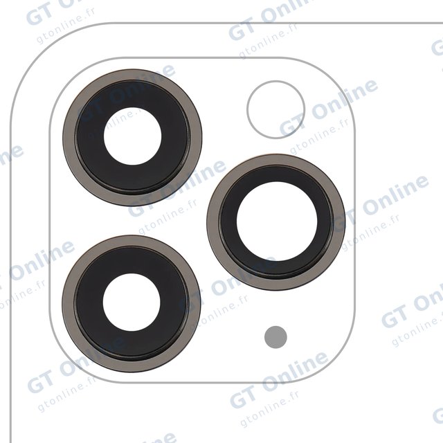 Lentille de caméra arrière avec support et anneau pour Apple iPhone 11 Pro / Pro Max (lot de 3, compatible premium, noir)