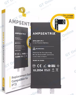 Cellule de batterie nue à souder pour Apple iPhone 11 (soudure par points requise, AmpSentrix Core) — réf. 107082071226