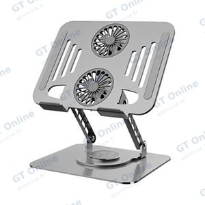 Support pour Ordinateur Portable avec Ventilateur IFHS-04 Rotation 360° Argent