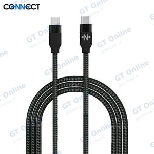 Câble Data USB-C vers USB-C CONNECT MC-CCN3 Nylon Tressé 60W (1m) Noir