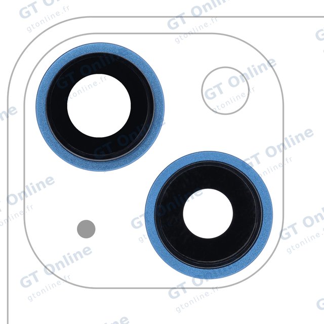 Lentille de caméra arrière avec support et anneau pour Apple iPhone 13 / 13 Mini (lot de 2, compatible premium, bleu)