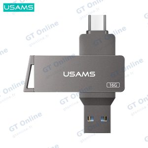 Clé USB Usams US-ZB198 Type C + USB 3.0 (16GB) Noir