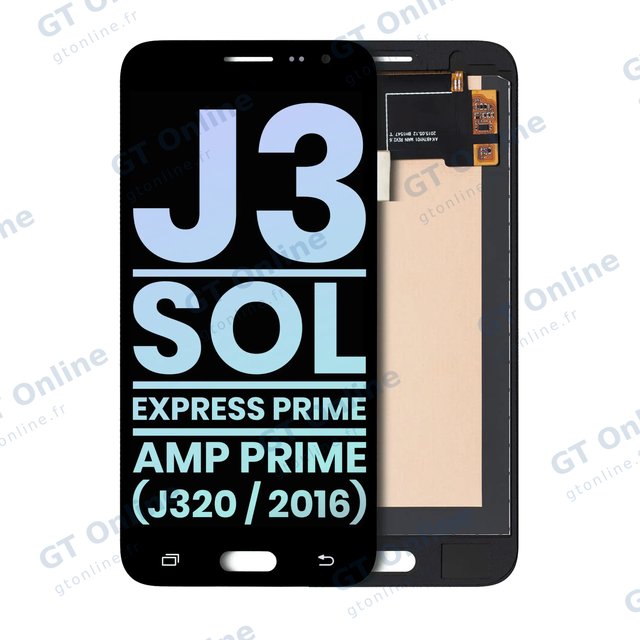 Écran OLED sans châssis pour Samsung Galaxy J3 / Sol 4G / Express Prime / Amp Prime (J320 / 2016) (pack service origine, noir)