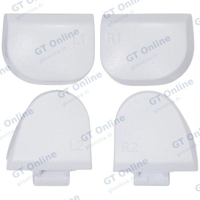 Gâchettes R1 / L1 / R2 / L2 avec ressorts pour manette Sony DualSense (PS5) — BDM-030 (blanc, jeu de 8 pièces)