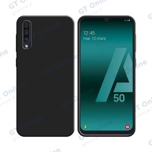 Coque Silicone Compatible pour Samsung Galaxy A30S A307/Galaxy A50 A505/Galaxy A50S A507 (#3) Noir