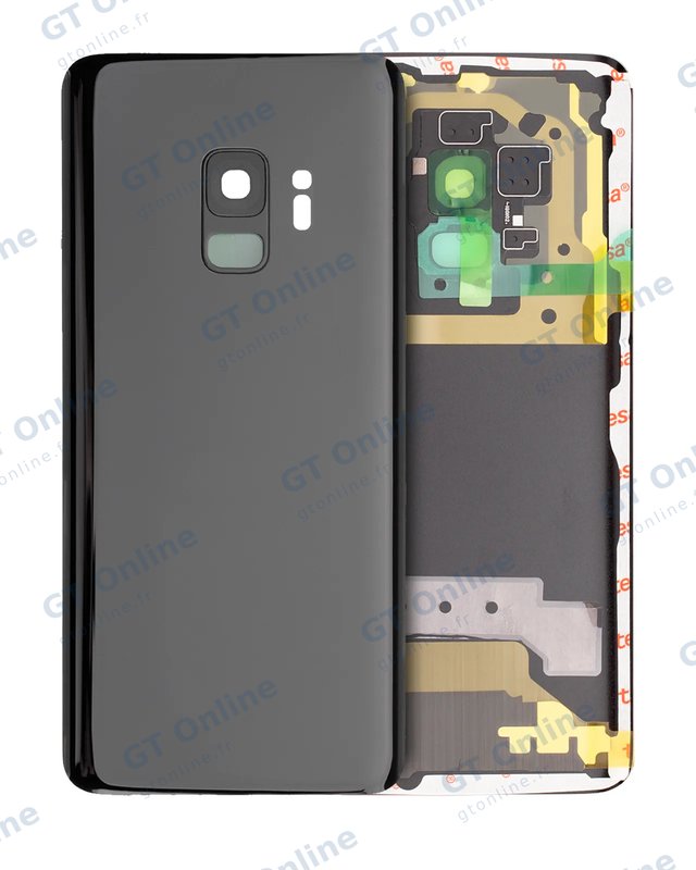 Vitre arrière pour Samsung Galaxy S9 (sans logo, compatible premium, noir minuit)
