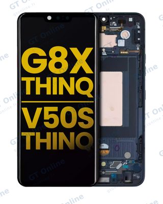 Écran OLED avec châssis pour LG G8X ThinQ / V50S ThinQ 5G (reconditionné, noir Aurora)