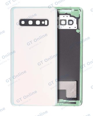 Vitre arrière pour Samsung Galaxy S10 (sans logo, compatible premium, Prism White)