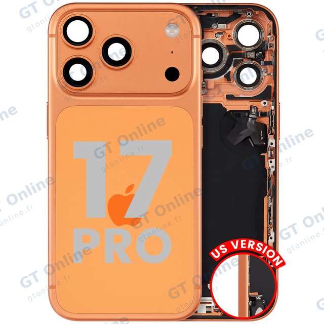 Châssis avec nappe de charge pour Apple iPhone 17 Pro (version US, origine d'occasion — grade A, Cosmic Orange)