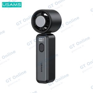Mini Ventilateur Portable Usams ZB362 Affichage Numérique & Refroidissement Glacé 2000mAh Noir