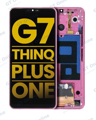 Écran LCD avec châssis pour LG G7 ThinQ / G7 Plus / G7 One (reconditionné, Raspberry Rose)