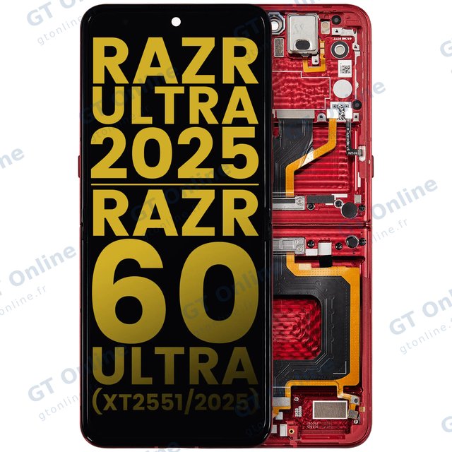 Écran OLED avec châssis pour Motorola Razr Ultra 2025 (XT2551 / 2025) / Razr 60 Ultra (XT2551 / 2025) (reconditionné, Rio Red)