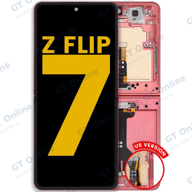 Écran OLED intérieur avec châssis pour Samsung Galaxy Z Flip 7 5G (version US & internationale, reconditionné, Coral Red)