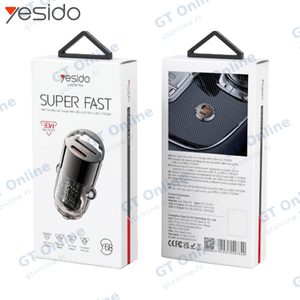 Chargeur Allume-Cigare Yesido Y68 SUPER FAST (Type-C PD30W + USB-A QC18W) Noir — vue 2