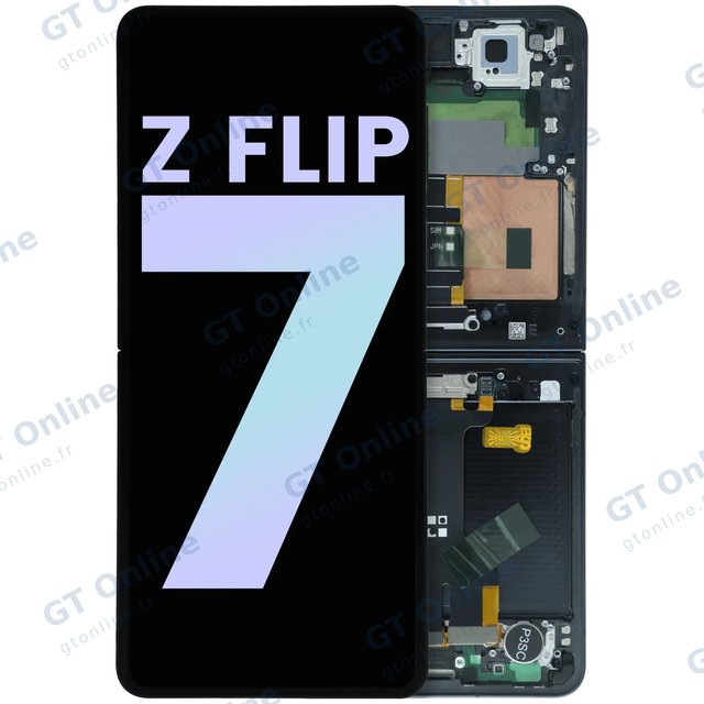 Écran OLED intérieur avec châssis pour Samsung Galaxy Z Flip 7 5G (version US & internationale, pack service origine, Jet Black)