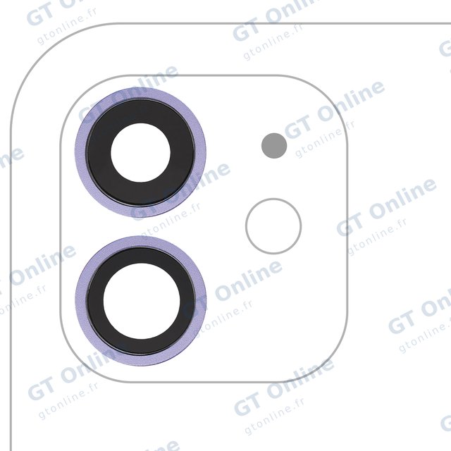 Lentille de caméra arrière avec support et anneau pour Apple iPhone 12 / 12 Mini (Real Sapphire, premium, violet)