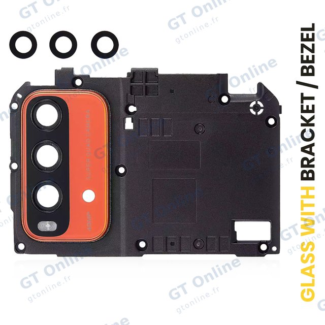 Lentille de caméra arrière avec support et anneau pour Xiaomi Redmi Note 9 4G (Orange)