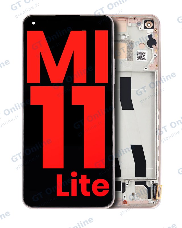 Écran OLED avec châssis pour Xiaomi Mi 11 Lite / Xiaomi Mi 11 Lite 5G (compatible premium, Peach Pink)