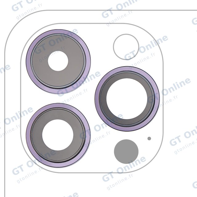 Lentille de caméra arrière avec support et anneau pour Apple iPhone 14 Pro / 14 Pro Max (lot de 3, premium, Deep Purple)