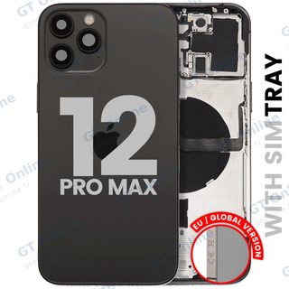 Châssis pour Apple iPhone 12 Pro Max (version EU, origine d'occasion — grade B, graphite) — Coque arrière avec petites pièces