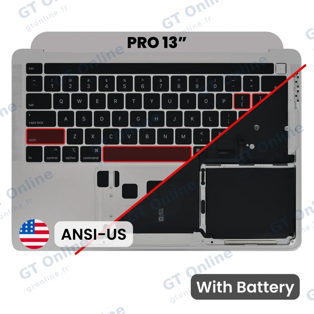 Châssis supérieur avec batterie et clavier ANSI US pour Apple MacBook Pro 13" A2338 (2020-2023) (origine, gris sidéral)