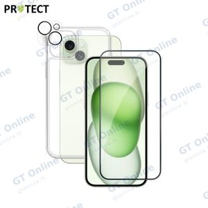 Pack de Protection Coque + Protection Lentille + Verre Trempé PROTECT pour Apple iPhone 15 Plus Transparent