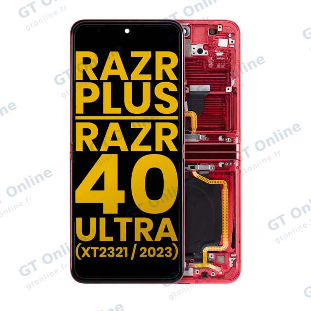 Écran OLED intérieur avec châssis pour Motorola Moto Razr Plus 2023 / Razr 40 Ultra (XT2321 / 2023) (reconditionné, Viva Magenta)