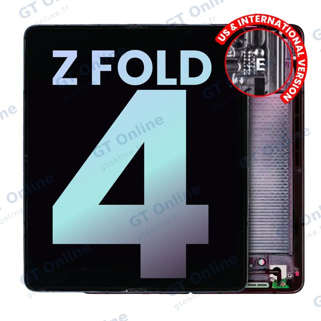 Écran OLED intérieur avec châssis pour Samsung Galaxy Z Fold 4 5G (version US & internationale, pack service origine, Burgundy)