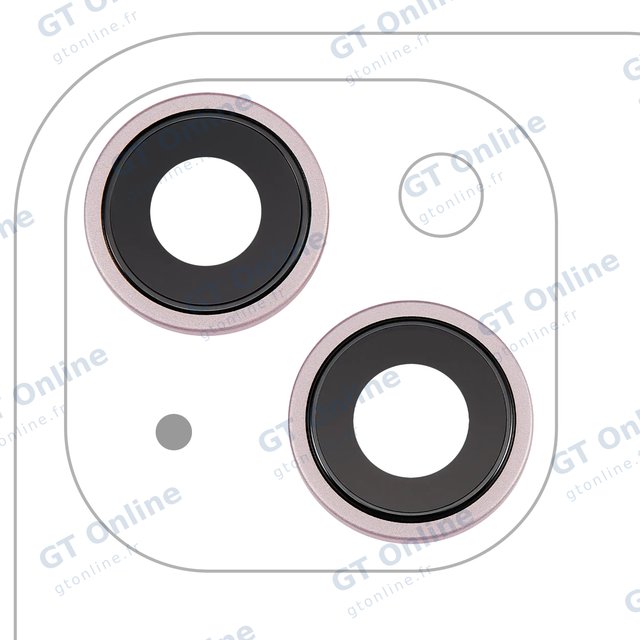 Lentille de caméra arrière avec support et anneau pour Apple iPhone 15 / 15 Plus (lot de 2, premium, rose)