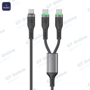 Câble Data Multi Wiwu Wi-C071 2 in 1 (USB-C vers Double USB-C) 100W 1.2m Noir