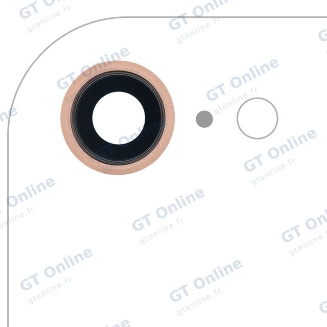 Lentille de caméra arrière avec support et anneau pour Apple iPhone 8 (Real Sapphire, premium, or, lot de 10)